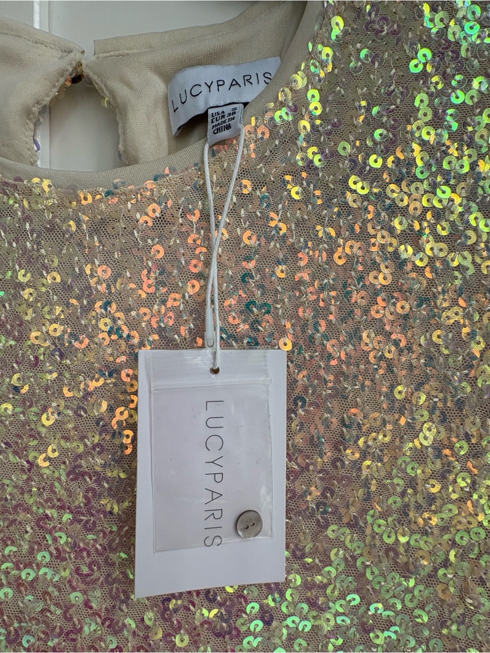 Lucy Paris Iridescent Sequin Mini Tunic Dress, Size Small
